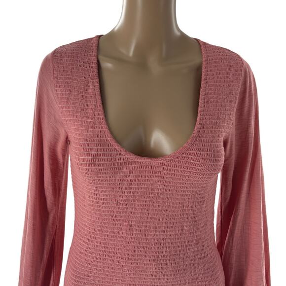 Nation LTD. Pink Bunny Smocked Long Sleeve Tee - Picture 3 of 9